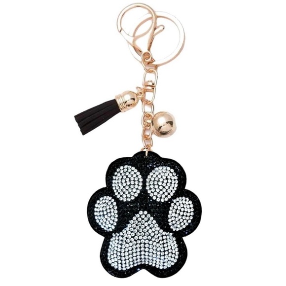 Private Label Other - SOLD OUT! NWT Black with Silver Paw Bling Rhinestone Puffy Purse Charm